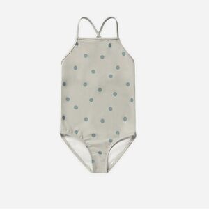 Rylee + Cru Blue Polka Dot Kids Swim One Piece